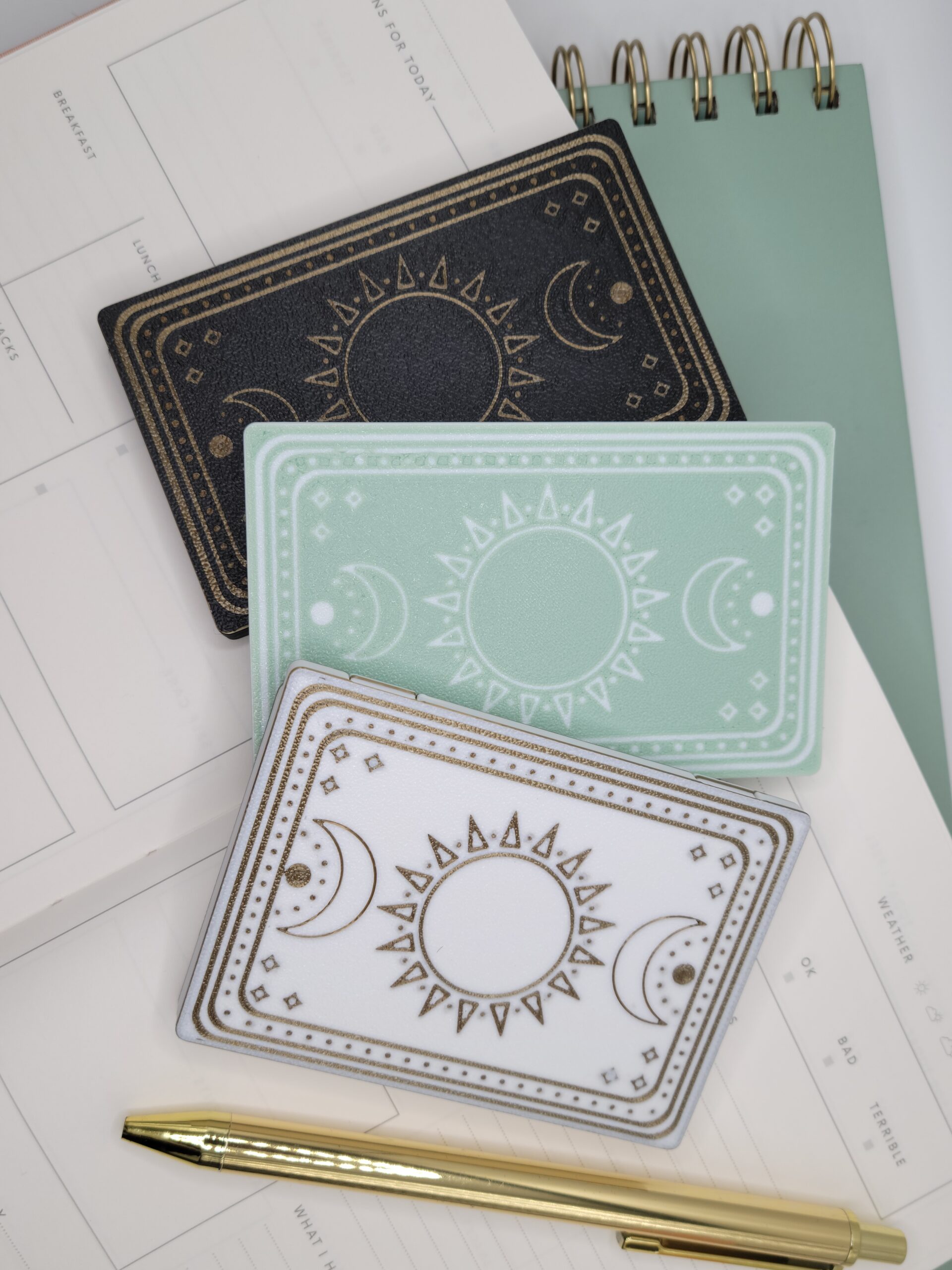 hard plastic celestial design birth control pill cases