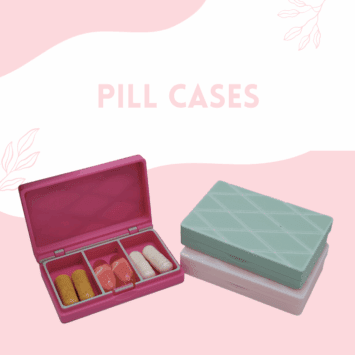 Roxy pepperton 3d printed hard plastic pill cases diamond design style in pink, magenta, and green