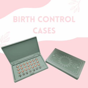Roxy pepperton 3d printed hard plastic birth control pill cases celestial design in green