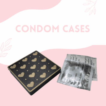 Roxy pepperton 3d printed hard plastic condom cases in black with gold hearts